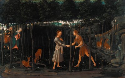 Møtet mellom Kristusbarnet og døperen Johannes av Jacopo del Sellaio