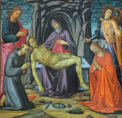 Avsetningen og helgener av Jacopo del Sellaio