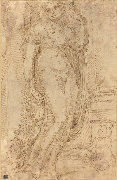 Allegorisk figur med en katt og en gris av Jacopo di Giovanni