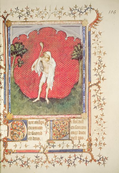 Fr 13091 f.106 Dåren, fra 'Psalter of Jean de Berry', ca. 1386 av Jacquemart de Hesdin