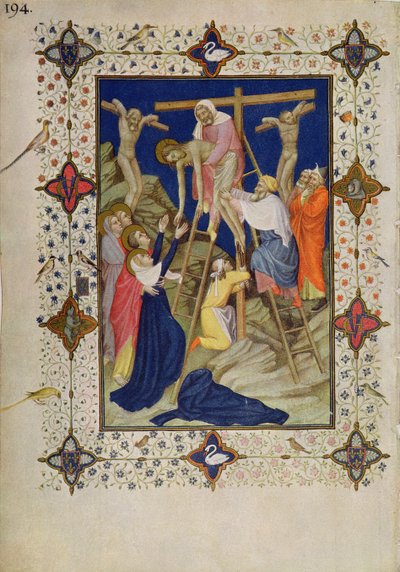 MS 11060-11061 Korsets timer: Vesper, nedstigningen fra korset av Jacquemart de Hesdin