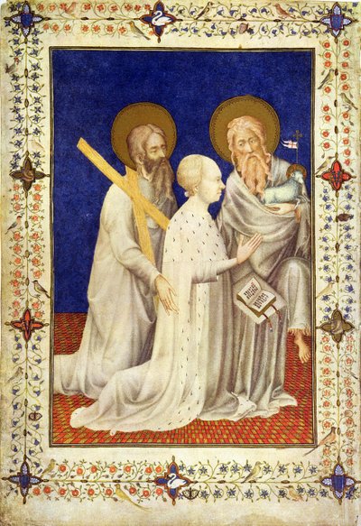 MS 11060-11061 John, Duc de Berry på knærne mellom St. Andrew og St. John, French, fra 