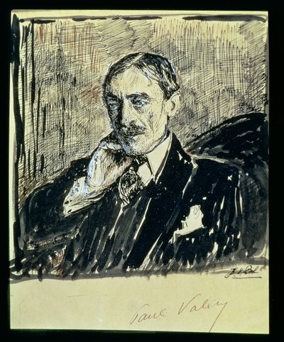 Portrett av den franske forfatteren Paul Ambroise Valery (1871-1945) (blekk på papir) av Jacques Emile Blanche