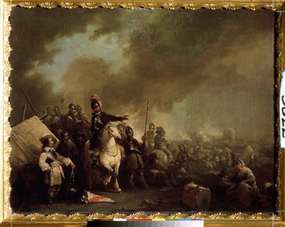""Militærleiren under beleiringen"" (Militærleiren under beleiringen) Maleri av Jacques Courtois dit le Bourguignon (1621-1676) Statens friluftsmuseum fra 1600-tallet Tsarskoye Selo, St. Petersburg av Jacques Courtois