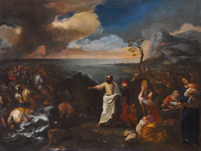 The Crossing of the Red Sea (olje på lerret) av Jacques Courtois