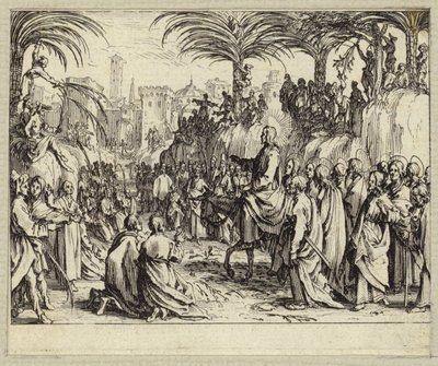 Jesus Kristus kommer inn i Jerusalem (gravering) av Jacques (after) Callot
