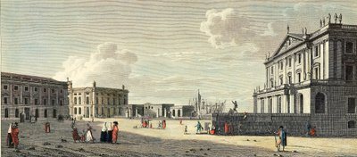 Llotja (tidligere børs), palasset til generalkapteinen for toll og Barcelona Sea Gate (gravering) av Jacques (after) Moulinier