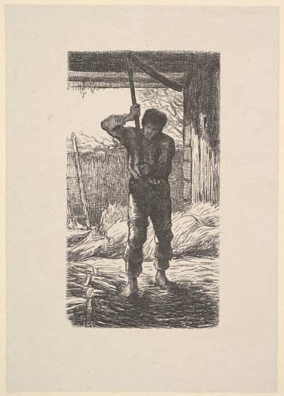 Mann som tresker hvete, 1853. av Jacques Adrien Lavieille
