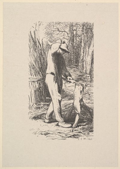 Vedhogger som lager en tjuv, 1853. av Jacques Adrien Lavieille