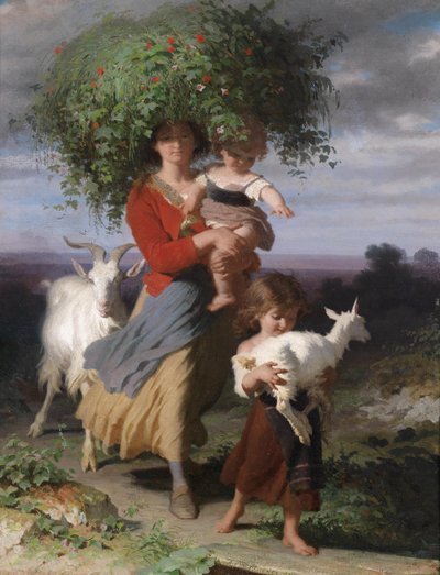 Mor med barn på vei hjem av Jacques Alfred van Muyden
