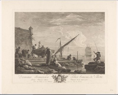 Figurer på en elvebredd i Levanten 1ere vue du Levant (tittel på objekt) av Jacques Aliamet