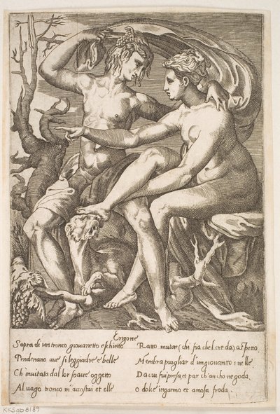Bacchus og Erigone av Jacques Androuet Ducerceau d.Æ.
