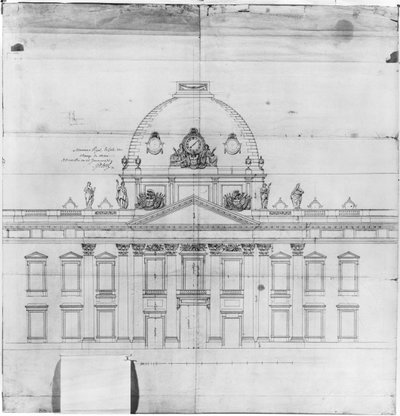 Design for Ecole Militaire i Paris, 1769 av Jacques Ange Gabriel