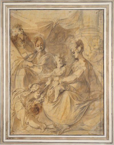 Hellig familie med de hellige Anne og Maria Magdalena av Jacques Bellange