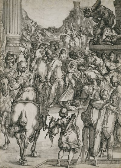 The Adoration of the Magi, ca. 1614-17 (radering med gravering) av Jacques Bellange