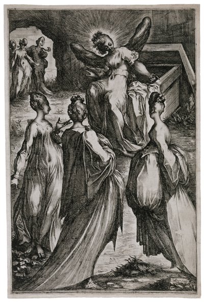 De hellige kvinner ved graven, 1613-16 (etsing og gravering) av Jacques Bellange