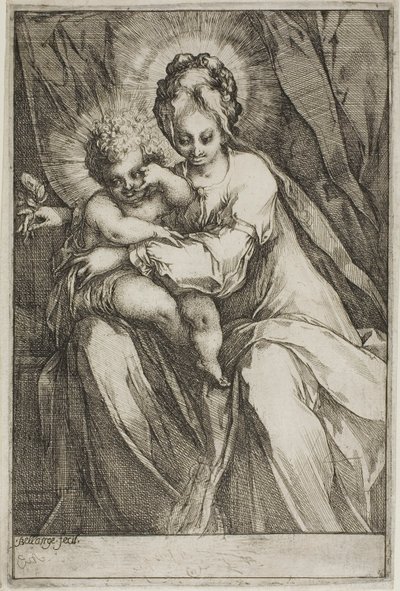 Jomfruen og barnet med en rose av Jacques Bellange