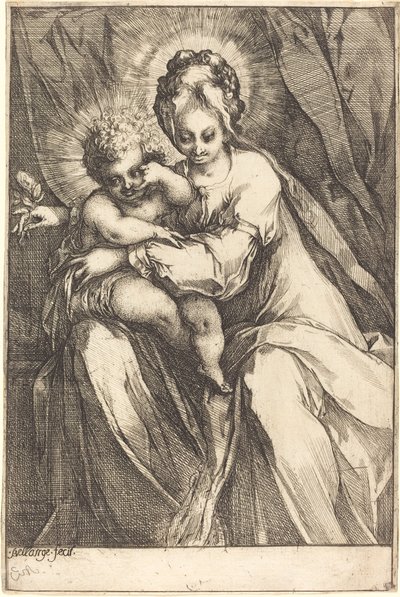 Jomfruen og barnet med en rose, ca. 16161617. av Jacques Bellange