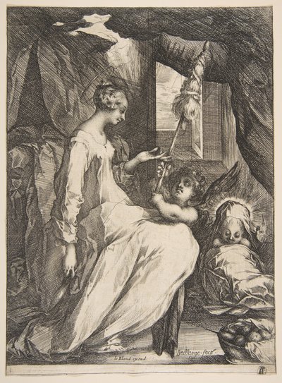 Jomfru og barn med en engel, 1612-16. av Jacques Bellange