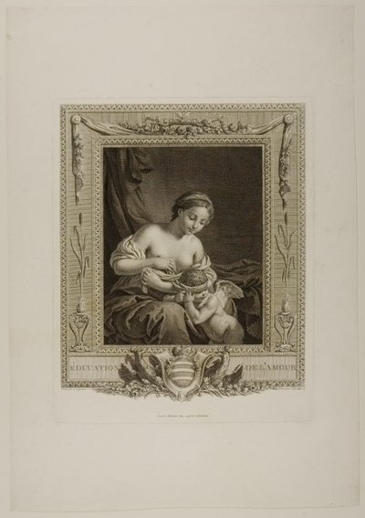 Utdanning av Amor (gravering) av Jacques Bouillard