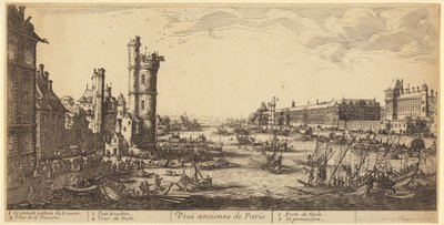 Utsikt over Louvre, blad 1 fra serien «De to store utsiktene over Paris» av Jacques Callot