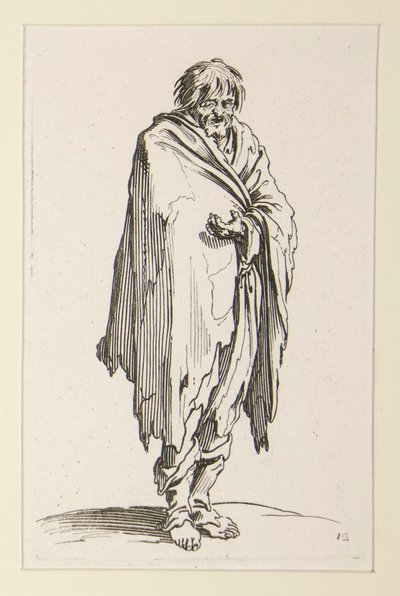 Barhodet tigger med uskodde føtter, fra The Beggars av Jacques Callot