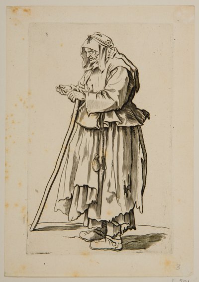 Tiggerkvinne som mottar almisser (etsing) av Jacques Callot
