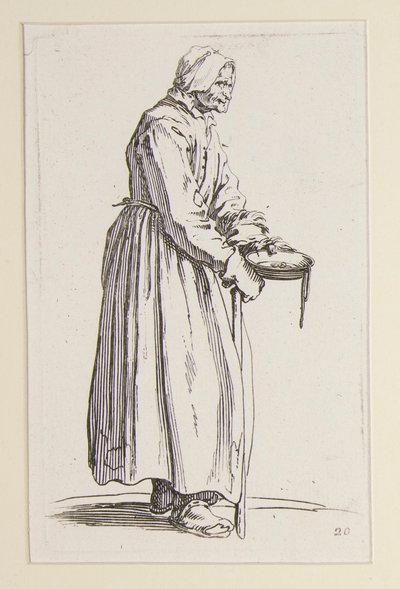 Tiggerkvinne som bærer en bolle, fra The Beggars (La mendiante a la sebille) av Jacques Callot