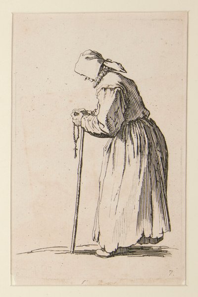 Tiggerkvinne med rosenkrans, fra The Beggars (La mendiante aux rosaire) av Jacques Callot