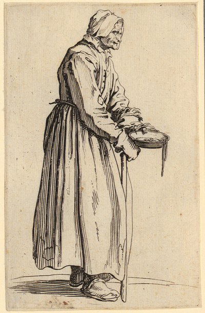 Tiggende kvinne med tallerken, blad 20 fra serien «Tiggerne» av Jacques Callot