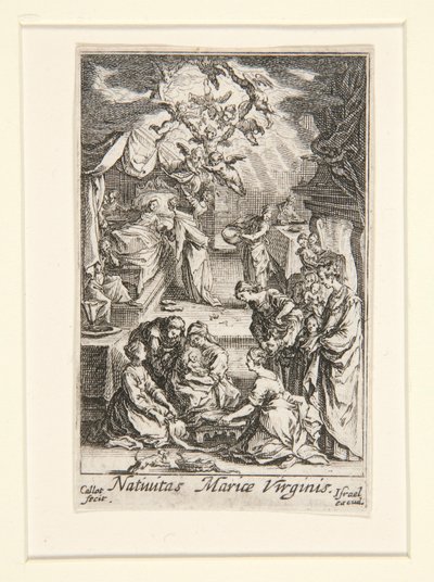 Jomfruens fødsel, nei. 2 fra The Life of the Virgin av Jacques Callot
