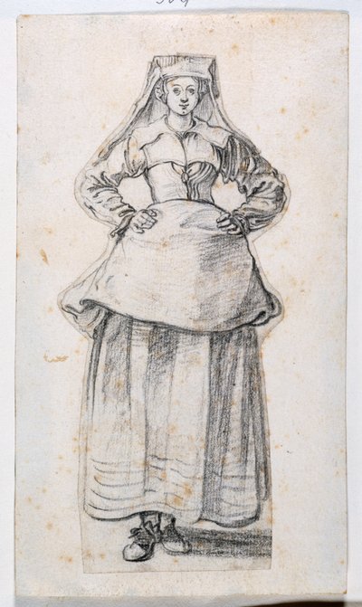 Bourgeoises Dans Differentes Attitudes, fra Prints Album 21, nummer 304 (kritt på papir) av Jacques Callot