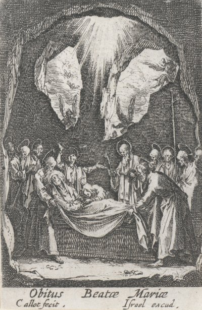 Jomfruens begravelse, nr. 12 fra The Life of the Virgin av Jacques Callot
