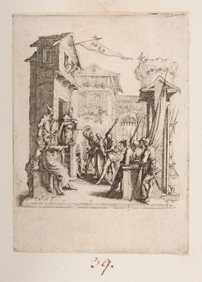 Kristus brakt foran Kaife, nei. 7 av 11 fra La Petite Passion av Jacques Callot