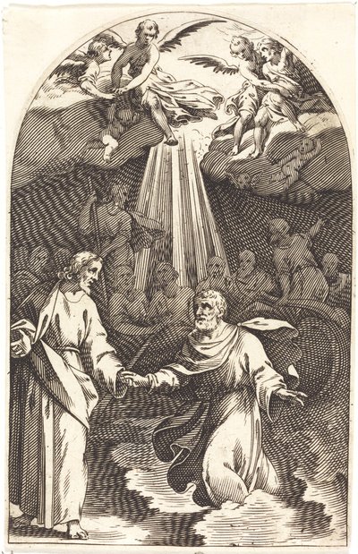 Kristus går på vannet [første tallerken] av Jacques Callot