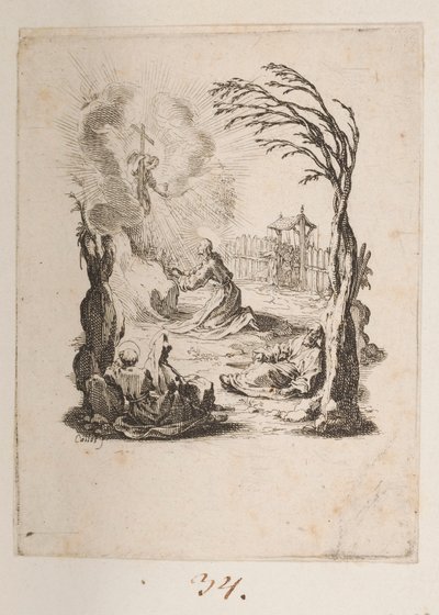 Kristus i Oljehagen, nei. 3 av 11 fra La Petite Passion av Jacques Callot