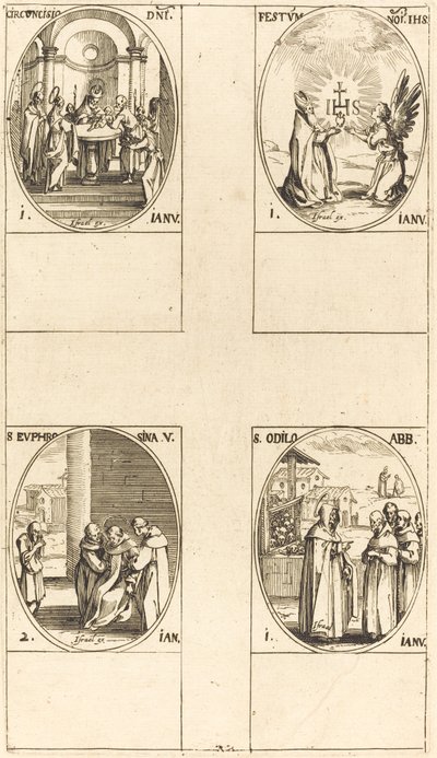 Omskjæring; Festival av Kristi navn; St. Odilo; St. Euphrosyna av Jacques Callot