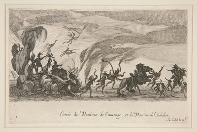 Slåss? barrieren, inngangen til Monsieur de Couvonge og Monsieur de Chalabre av Jacques Callot