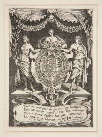 Slåss? la Barri?re, Frontispice, The Arms of Lorraine-Chevreuse av Jacques Callot
