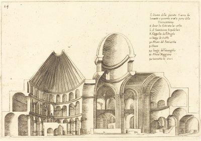 Tverrsnitt av Den hellige gravs kirke av Jacques Callot
