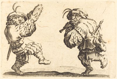 Dansere med fløyte og tamburin, ca. 1622. av Jacques Callot