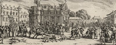 Ødeleggelse av et kloster, 1633 (etsing på lagt papir) av Jacques Callot