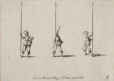 Drill med Raised Pike, plate seks fra The Military Exercises av Jacques Callot