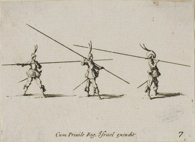 Drill med musketten, plate syv fra The Military Exercises av Jacques Callot