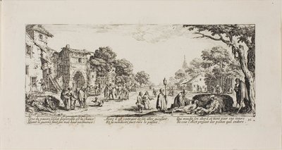 Dying Soldiers by the Roadside, plate seksten fra The Miseries of War av Jacques Callot