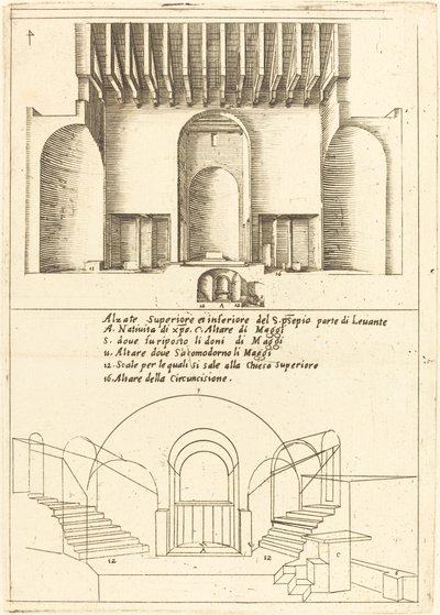 Forhøyning av Den hellige krybbes kirke av Jacques Callot