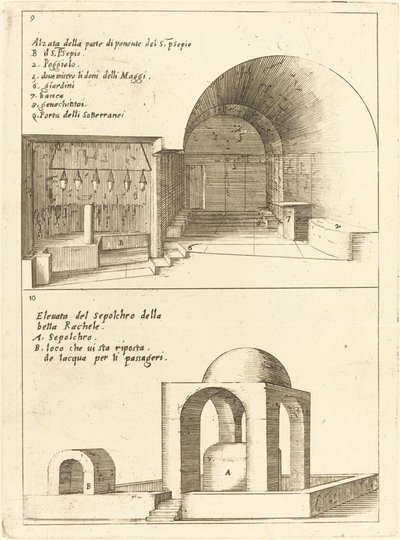 Forhøyninger av den hellige krybbe og Rakels grav av Jacques Callot