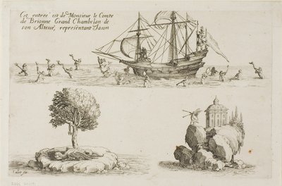 Inntreden av M. le Comte de Brionne, Storkammerherre av Hans Høyhet, som representerer Jason, fra The Combat at the Barrier av Jacques Callot