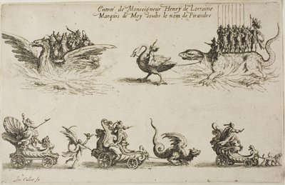 Inntreden av Monseigneur Henry de Lorraine, Marquis de Moy, under navnet Pirandre, fra The Combat at the Barrier av Jacques Callot