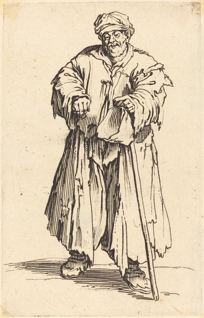 Feit tigger med øynene kastet ned av Jacques Callot